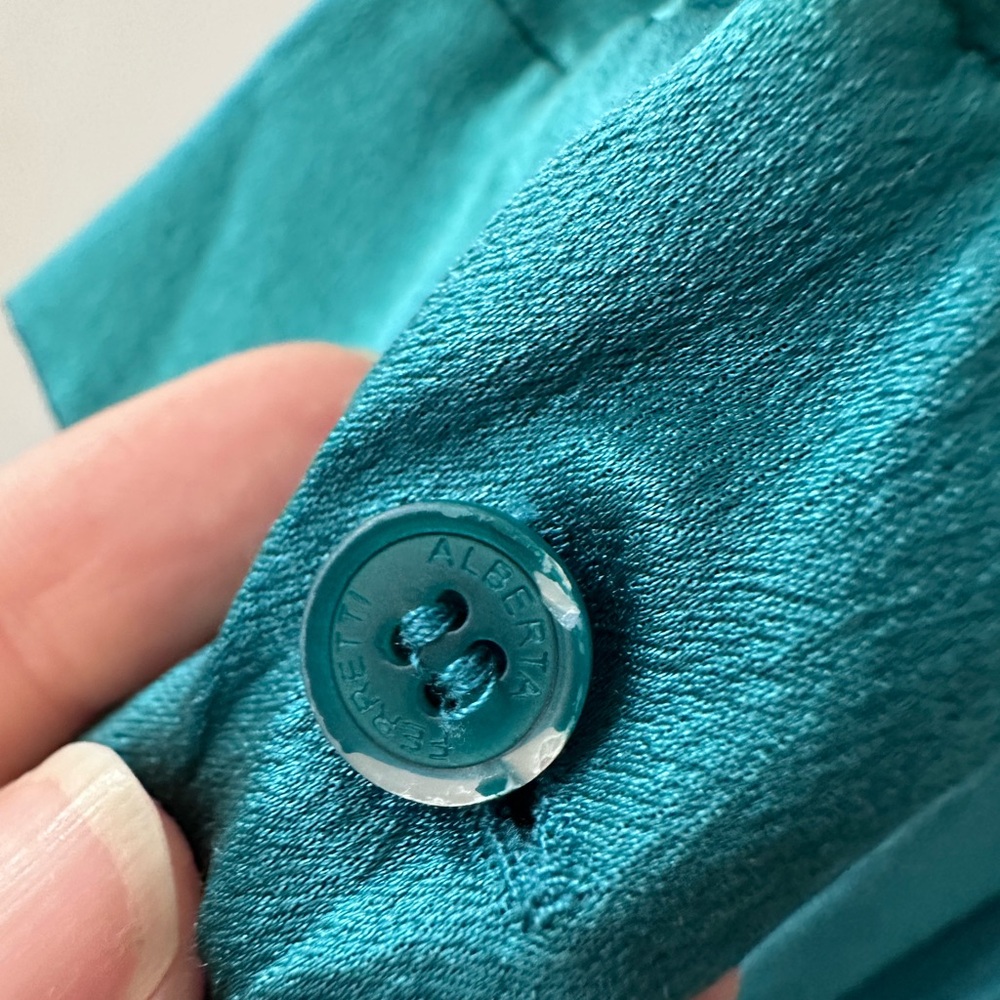 Alberta Ferretti Teal Long Sleeve Silk Dress - Picture 9 of 16